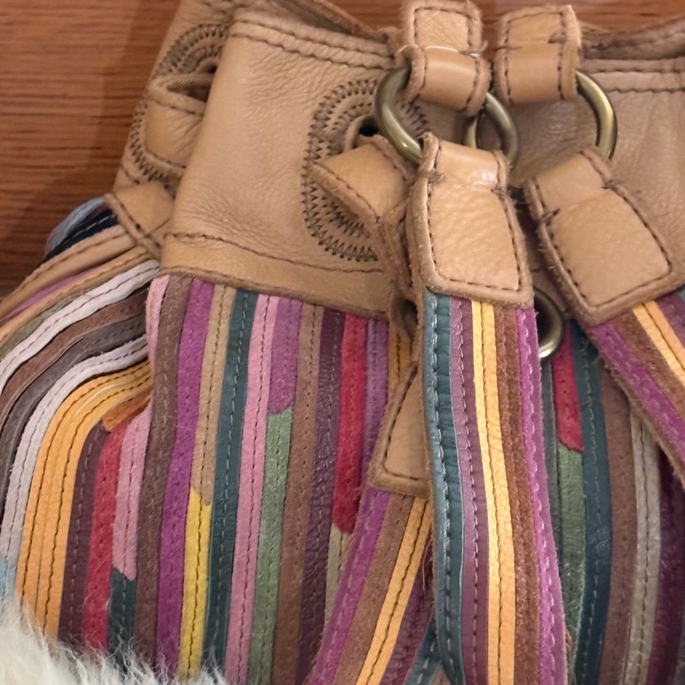 Lucky Brand Multicolor Striped Leather Shoulder Bag - Tan Trim - Picture 6 of 7